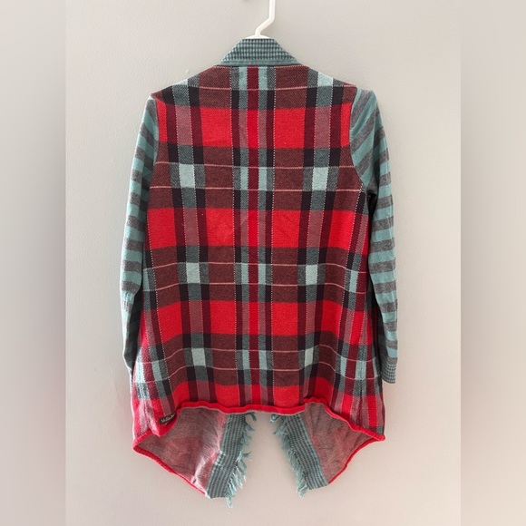 Matilda Jane Steadfast Sweater Plaid Open cardigan Fringe Trim  Size Medium - Picture 5 of 6